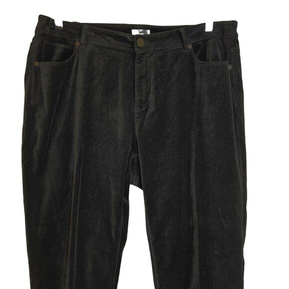 J Jill Womens Velour Pants Size 16 Black Straight Leg Style 134294 - Picture 2 of 7